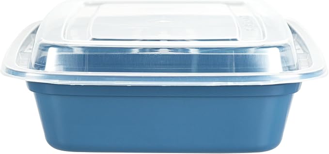 Asporto 26 Ounce Compartment Take Out Boxes, 100 Microwavable Meal Prep Containers - 3 Compartments, With Clear Plastic Lids, Midnight Blue Plastic Food Containers, Do Not Contain BPA - Restaurantware - Image 15