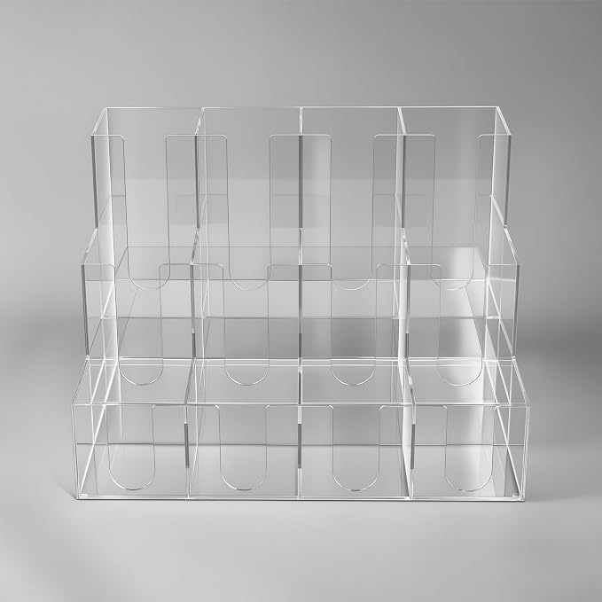 CiaoHER Large Acrylic Coffee Cup and Lid Dispenser, Clear | 12 Compartments, Counter Top, Organizes Disposable Cups, For Home or Office Use - Image 2