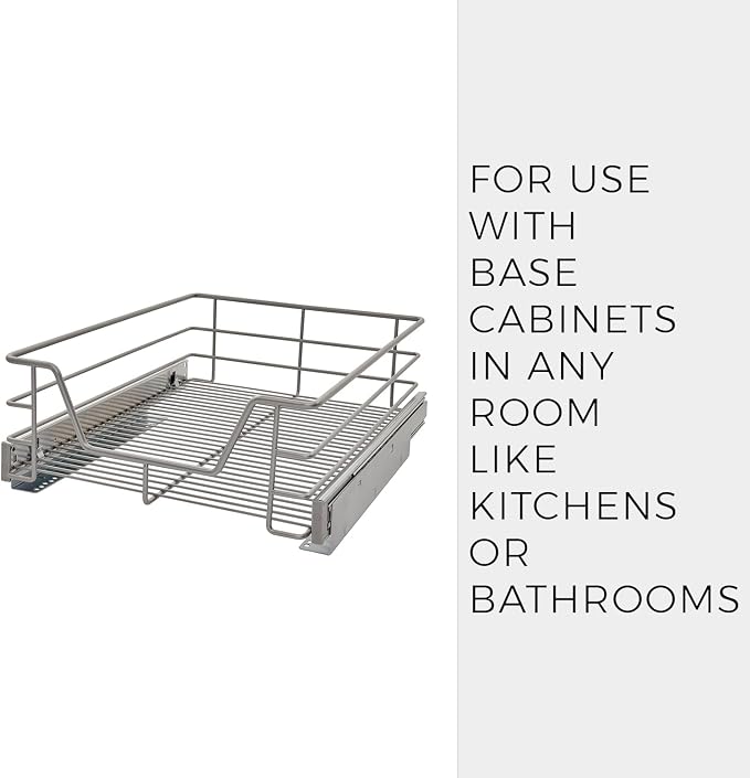 ClosetMaid 32100 Premium 14.5-Inch Wide Kitchen Single Tier Cabinet Pull Out Basket, Platinum - Image 7