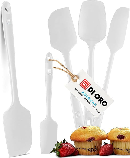 DI ORO Silicone Spatula Set - Rubber Kitchen Spatulas for Baking, Cooking, & Mixing - 600°F Heat-Resistant & BPA Free Silicone Scraper Spatulas for Nonstick Cookware - Dishwasher Safe (5pc, Stone) by DIORO