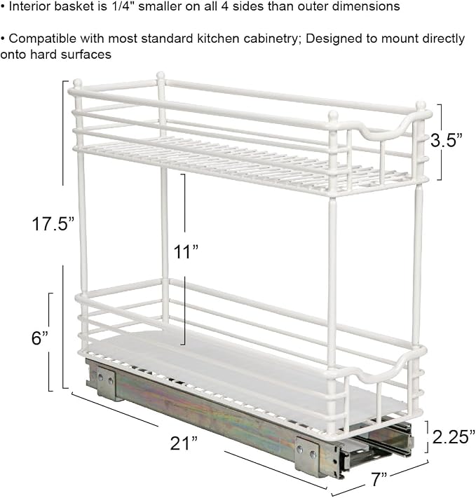 Household Essentials White Steel Two-Tier Slide-Out Organizer with Plastic Liners - Image 3