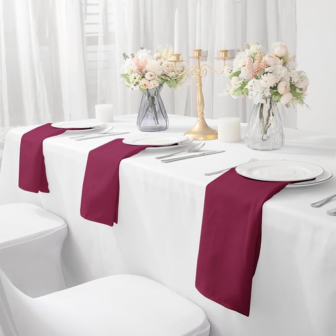 Bailarina Cloth Napkins Set of 80,17x17 inches Dinner Napkins Cloth Washable,Polyester Square Table Cloth Napkin Bulk with Hemmed Edges Ideal for Banquets, Parties and Weddings-Burgundy - Image 6