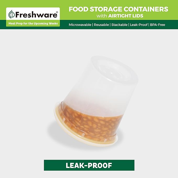 Freshware Food Storage Containers [240 Set] 24 oz Plastic Deli Containers with Lids, Slime, Soup, Meal Prep Containers | BPA Free | Stackable | Leakproof | Microwave/Dishwasher/Freezer Safe - Image 4