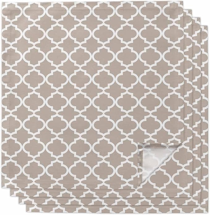 Cloth Napkins Set of 4-20x20 Inches, Beige Moroccon Washable Reusable Table Napkins, Farmhouse Minimalist Abstract Geometric Soft & Absortbent Dining Napkin for Party Wedding Hotel Restaurant by Unknown