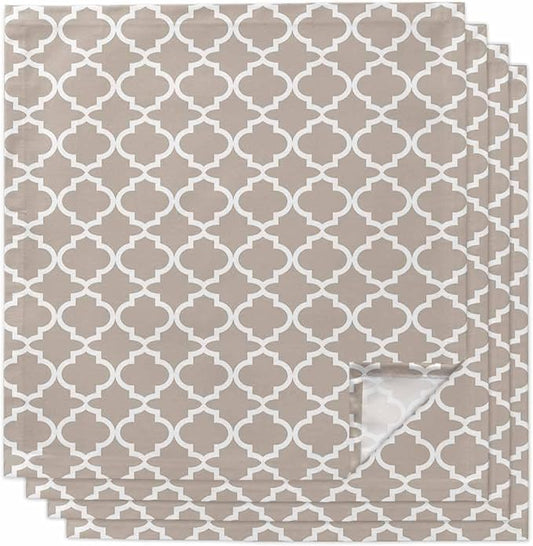 Cloth Napkins Set of 4-20x20 Inches, Beige Moroccon Washable Reusable Table Napkins, Farmhouse Minimalist Abstract Geometric Soft & Absortbent Dining Napkin for Party Wedding Hotel Restaurant by Unknown