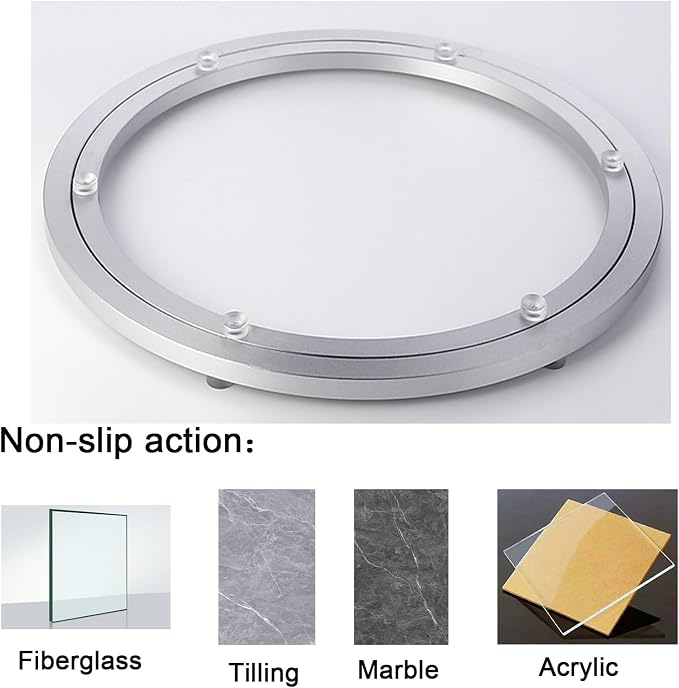 18 Inchs Non-Slip Lazy Susan Aluminum Bearing Metal Rotating Turntable Bearings Swivel Plate Hardware for Dining-Table and Workbench …, silver - Image 4