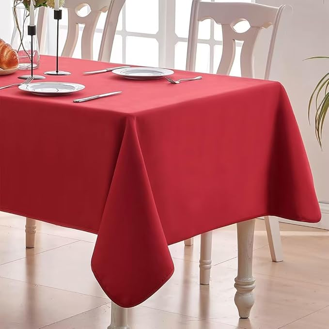 BALCONY & FALCON Rectangle Table Cloth Waterproof Black & Red 70"x55" | Rectangular Washable Wrinkle Resistant Table Cloth Linen Fabric Tablecloths for Dining Party Kitchen Wedding and Outdoor Use by BALCONYFALCON