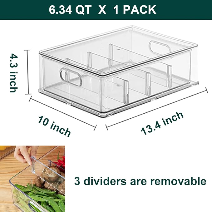 LALASTAR Refrigerator Organizer Bin with Pull-out Drawer, Large Fridge Organizer and Storage Clear, Stackable Pantry Organizer with Handle, BPA Free, 1 Pack, 6.34QT - Image 5
