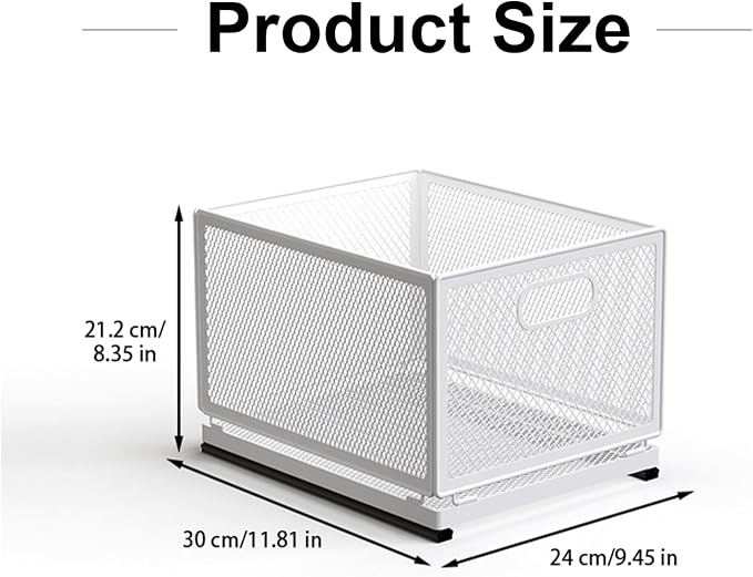 Pull Out Cabinet Organizer, Slide Out Drawers Fixed with Adhesive Nano Film, Pantry Shelves Sliding Drawer Storage Organization for Kitchen/Bathroom/Bedroom (11.8*9.4*8.3inch/30*24*21.2cm) - Image 3