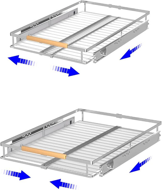Pull Out Drawer Cabinet Organizer, Expandable Slide Out Storage Shelves - Heavy Duty, Durable and Smooth Slide-Out (1, 2Pack - W:16.3"~26.3", D: 17.2") by KIKIBRO