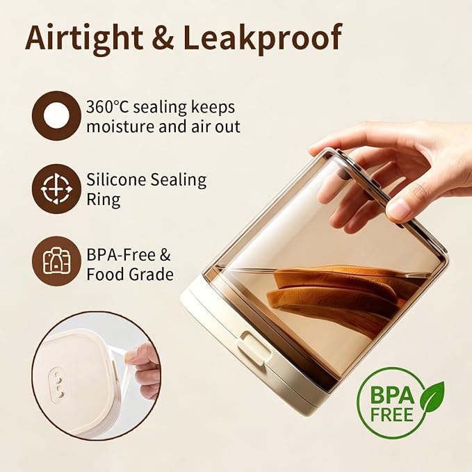 Airtight Food Storage Container with Magnetic Scoop & Built-in Leveler, 1200ML Coffee Storage Container with Date Tracker, BPA Free UV Blocking Food Container for Coffee Beans, Ground Coffee, Tea - Image 5