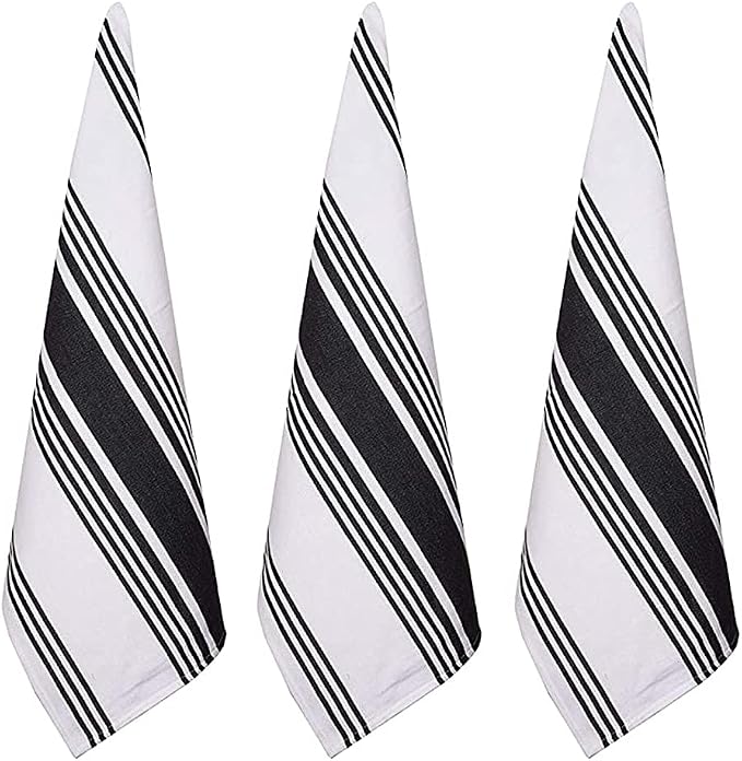 Urban Villa Kitchen Towels Cotton Dish Towels 20”x30” (Set of 3) Black - Image 4