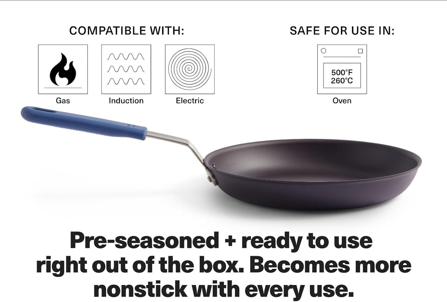 Misen 12 Inch Pre-Seasoned Carbon Steel Fry Pan – Lightweight, Even Heating, Heat Retention – Oven Safe to 500°F – Ideal for Searing, Sautéing, and Frying – Versatile Durable, Easy to Clean