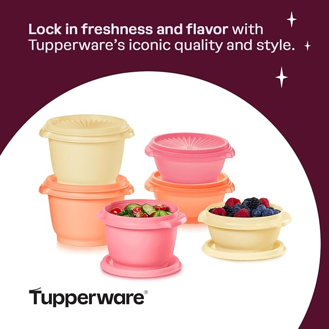 Tupperware Heritage Collection, New 12 Piece Food Storage Container Set in Vintage Warm Colors, Dishwasher Safe and BPA Free (6 containers, 6 lids) - Image 5