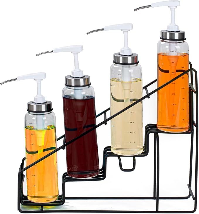 Restaurantware Restpresso 14 x 4 x 12 Inch Coffee Syrup Rack 1 4-Tier Syrup Holder - Wire Design Compact Black Iron Syrup Stand For Retail Displays Coffee Or Liquors - Image 8