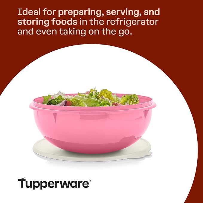 Tupperware Fix-N-Mix Vintage Pink Mixing Bowl - 1.7 Gallon | Plastic Food Storage Mixing Bowl with Secure Lids, BPA Free Materials, & Dishwasher-Safe for Kitchen Storage or Meal Prep - Image 5