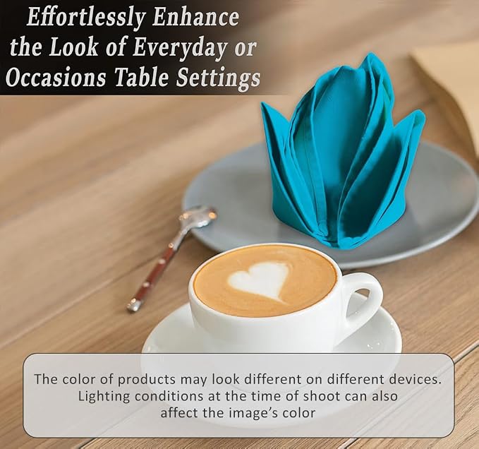 Ruvanti Cloth Napkins set of 12, 18x18 Inches Napkins Cloth Washable, Soft, Durable, Absorbent, Cotton Blend. Table Dinner Napkins Cloth for Hotel, Lunch, Restaurant, Wedding Event, Parties - Sky Blue - Image 4