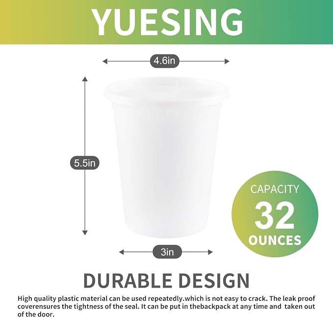40 Pack 32oz Food Storage Containers with Airtight Lids Freezer Safe for Meal Prep Soup Slime Reusable for Lunches Leftovers Takeout BPA-Free Leakproof Stackable Microwave Dishwasher - Image 2
