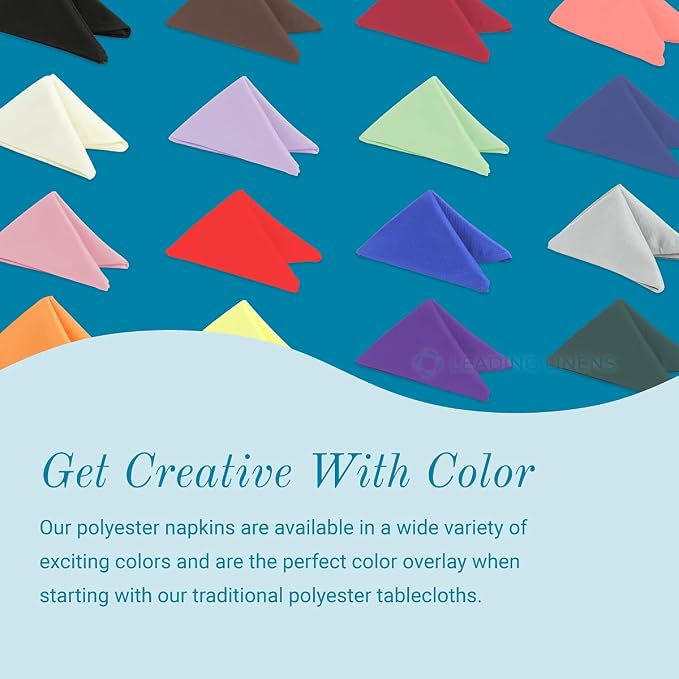200 pcs Light Blue 17"x17" Polyester Cloth Napkins | Premium, soft, & durable square linen napkins, perfect for weddings, dining, restaurants, & parties. Washable. - Image 3