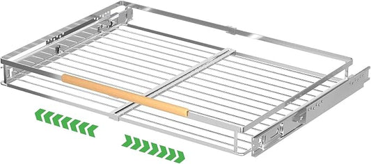 Expandable Pull Out Drawer Cabinet Organizers, Heavy Duty Slide Out Storage Shelf for Home Kitchen Pantry Cupboard Pots Pans, Adjustable Width from 23.2"~39.9", Stainless Steel 1 Pack by SOFRON