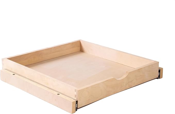 Pull Out Drawers For Cabinets, 16.5"W x 21"D X 4"H Soft Close Slide Out Wood Shelves Storage Organizer for Kitchen, Finished, Heavy-Duty, Bottom Assembly by COUVER