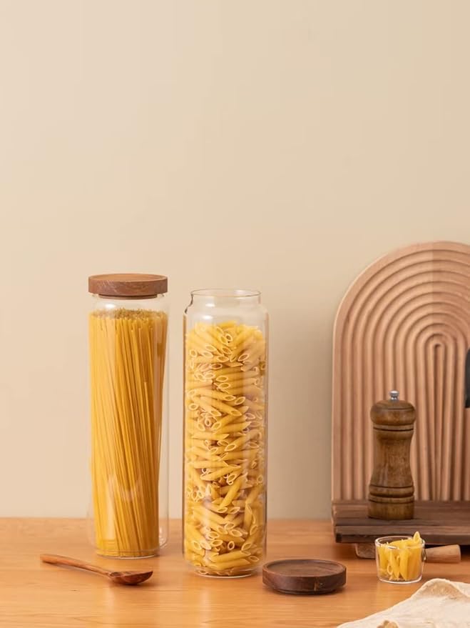 Kanwone Airtight Food Storage Containers Set of 3, 54 Ounce Glass Storage Containers with Bamboo lids, Clear Glass Canisters for Pantry, kitchen, Flour, Sugar, Tea, Coffee, Cookies, Spice and Herbs - Image 6