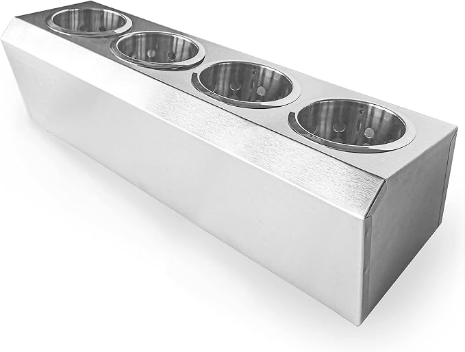 Flatware Organizers Stainless Steel Cylinder Flatware Silverware Utensil Holder Organizer Caddy (4 holes) - Image 2