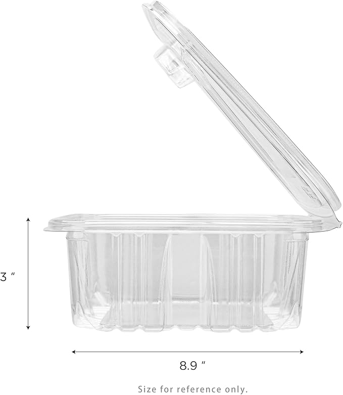 Karat 64oz PET Tamper Resistant Hinged Deli Container [150 ct] - Plastic Clamshell Food Containers, Easy Open Pull-Tab for Restaurants & Takeout - Image 5