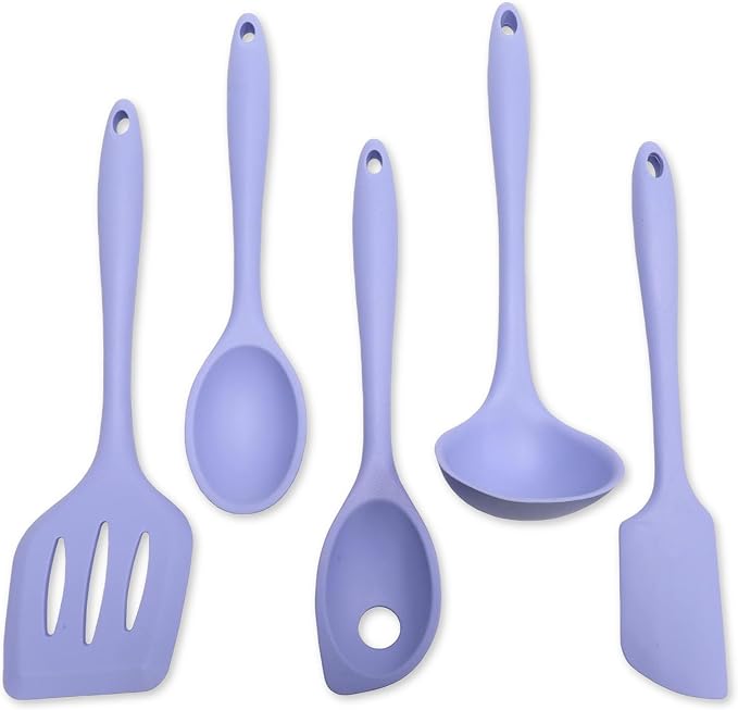 Chef Craft - Premium Silicone Kitchen Tools and Utensils Set, Non-Scratch, Withstands Temperatures up to 450°F, BPA-Free, 5 Piece Cooking Utensils Set, Pastel Blue by ChefCraft