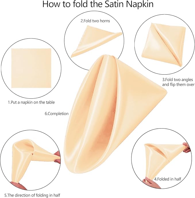 MDS® Pack of 50 Satin Napkins 12 x 12 Inch, Soft Silky Reusable Cloth Dinner Table Napkins for Wedding Décor, Reception, Birthday, Parties, Banquets, Catering, Restaurants & Hotel - Cream - Image 3
