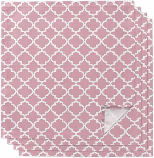 Cloth Napkins Set of 4-20x20 Inches, Pink Moroccon Washable Reusable Table Napkins, Romantic Minimalist Modern Aesthetic Soft & Absortbent Dining Napkin for Party Wedding Hotel Restaurant by Unknown