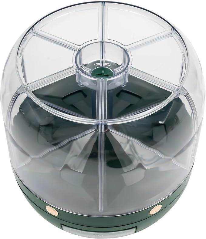 360° Rotating Grain Dispenser With 6 Grids, 13.2lbs Large Capacity Grain Dispenser Rotating Kitchen Storage Containers With Sealed Lid For Peanut Barley Millet And Cereal (Green, 13.2 lbs) - Image 6