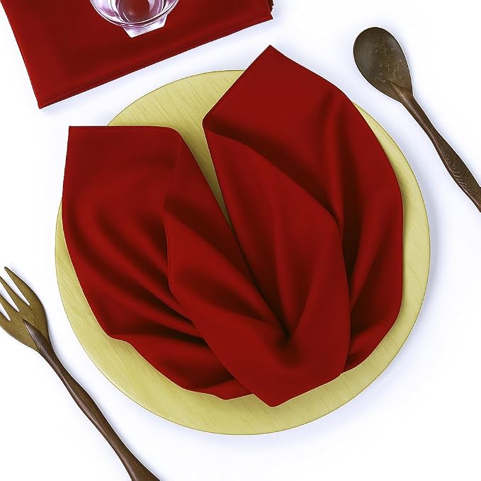 Pack of 100 PCS Cloth Napkins 17x17 inch Washable Polyester Dinner Napkins Soft Table Napkins for Wedding Party Dining Banquet Bistro Decoration - Apple red by MDS