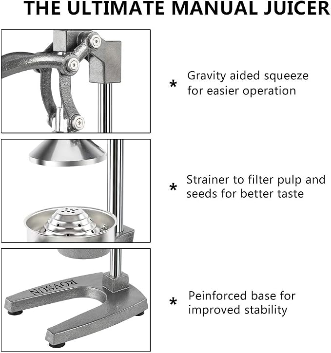 ROVSUN Commercial Grade Citrus Juicer Hand Press Manual Fruit Juicer Juice Squeezer Citrus Orange Lemon Pomegranate (Grey) - Image 5