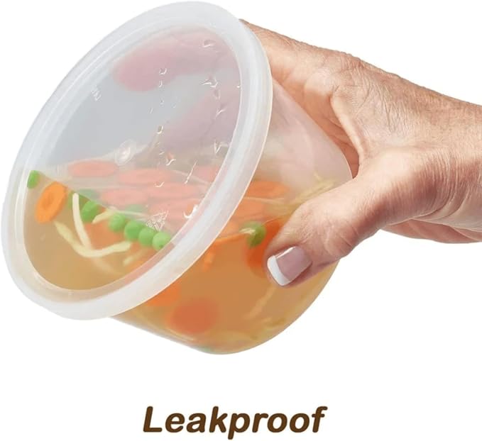 64 Oz Heavyweight Plastic Deli Containers with Airtight Lids | BPA Free Storage Cups for Soup Meal Prep Leftovers Takeout | Microwave Freezer Safe Reusable Containers | 40 Pack - Image 6