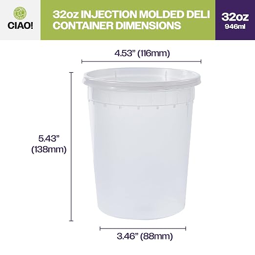 CIAO! 32OZ PP Injection Molded Soup-Deli Container with LLDPE Lid, Microwavable and BPA Free (240/240 combo pack) - Image 4