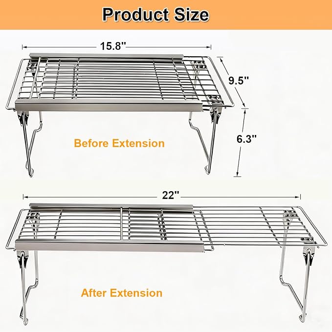 Orgneas Expandable Freezer Shelf, 15.8"-22" Adjustable Cooler Shelf Organizer, Thickened Heavy Duty Cabinet Shelf Organizer and Storage for Kitchen Pantry Refrigerator and Cooler - Image 6