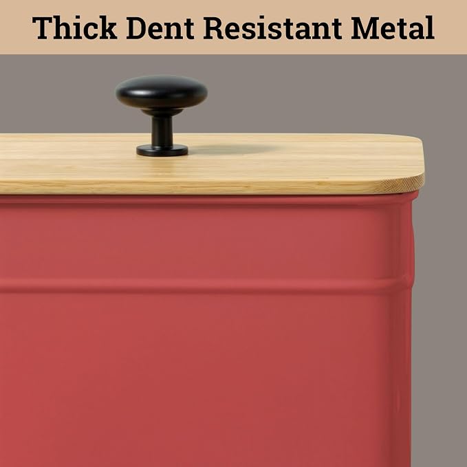 Kitchen Canisters for Countertop Set of 4 w/ Chalkboard Labels & Marker Pen | Airtight Easy Open Bamboo Lids, Dent-Resistant Thick Metal, Customizable Chalkboard Labels, Marker Pen Included, Set of 4 - Image 7