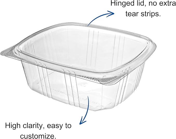 32oz RPET Clear Hinged Lid Deli Container -200Pcs - Image 4