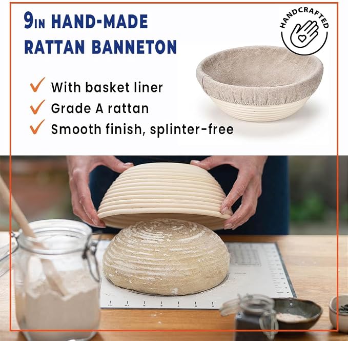 Sourdough Starter Kit all-in-one 18PCS, Premium Sourdough Bread Baking Supplies, Banneton Bread Proofing Basket Round 9in Hand-made, Sourdough Starter Jar 22OZ, Baking Gift Set, Italian Design - Image 5