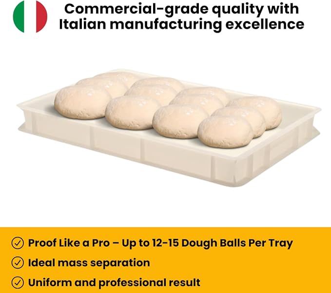 L'Oro Del Sud Commercial Dough Proofing Box Tray with Lid, White, 2 Trays | 23.6" x 15.74" x 2.75" Stackable Dough Tray for Pizza Dough Proofing, Impact and Temperature Bin Resistant, Product of Italy - Image 6