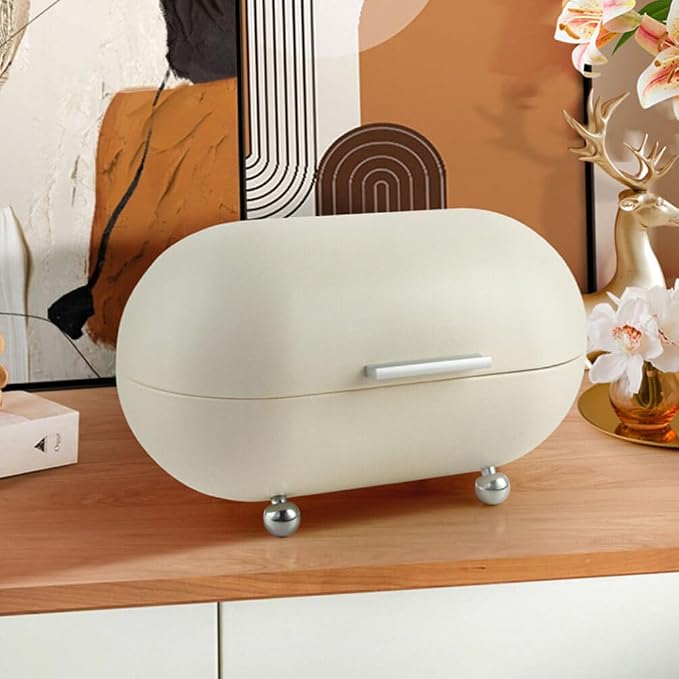 IMIKEYA Metal Bread Box Bin, 34x20cm Multi-purpose Sundries Storage Container Bread Holder Dessert Saver Dispenser for Kitchen Countertop Pastry Kitchen Pantry Organizer - Image 5