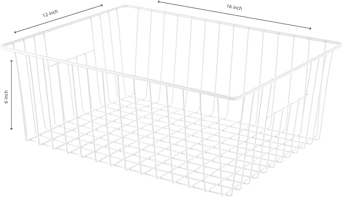 Upright Freezer Organizer Bins， Freezer Baskets for 16, 17, 21 cu.ft Standup Freezer, Wire Storage Baskets with Built-in Handles for Frozen Foods, Snacks, Vegetables, Fruits and More, Set of 6 , White - Image 3