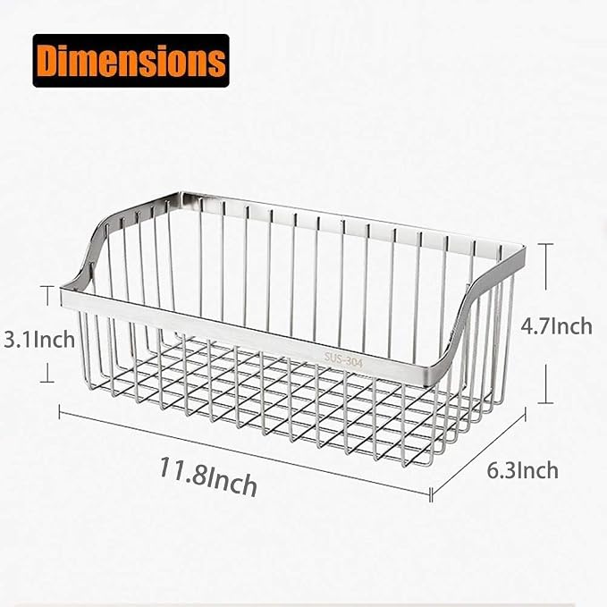 Kitchen Storage Metal Wire Fruit Basket - SUS304 Stainless steel Organizer Storage Bin Baskets for Bathroom - Space Saving Design for Pantry Organization （Silver） - Image 2