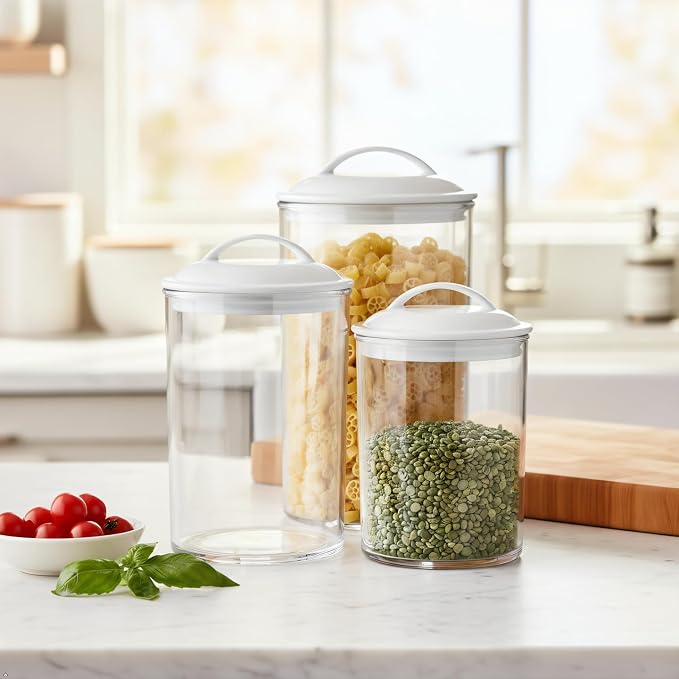 Reston Lloyd Food Storage Containers, BPA Free Airtight Canisters for Cereal, Pasta, Sugar, Coffee, Flour, Cookies, Loose Tea, for Kitchen Organization, Set of 3, White - Image 10