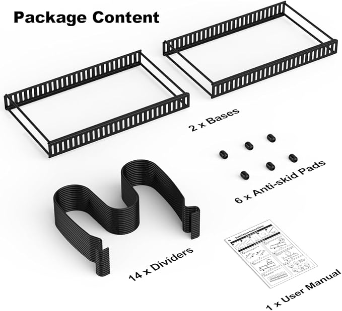 Housolution Pot and Pan Lid Organizer Holder Storage Rack, Black | 12"-23" Expandable, 14 Adjustable Dividers, Sturdy Metal Construction, Easy Assembly - Image 7
