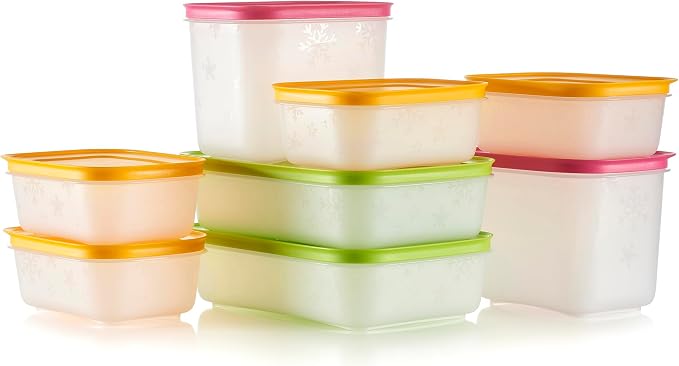 Tupperware Freezer Mates Gen II 8 Piece Food Storage Container Set, Dishwasher Safe and BPA Free (8 Containers, 8 Lids) by Tupperware
