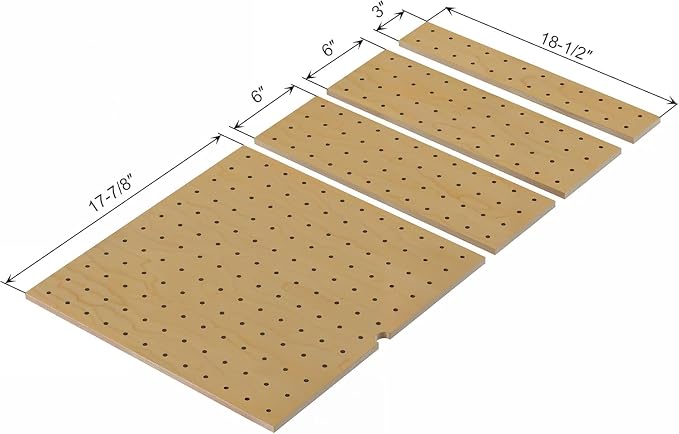 Dowell 4-Piece Wood Pegboard Drawer Divider Organizer Set with 9 Wooden Pegs – Adjustable to Fit Drawers of Various Sizes, Customizable Storage for Pots, Pans, and Plates-4007 3319 9P (33"X18-1/2") - Image 2
