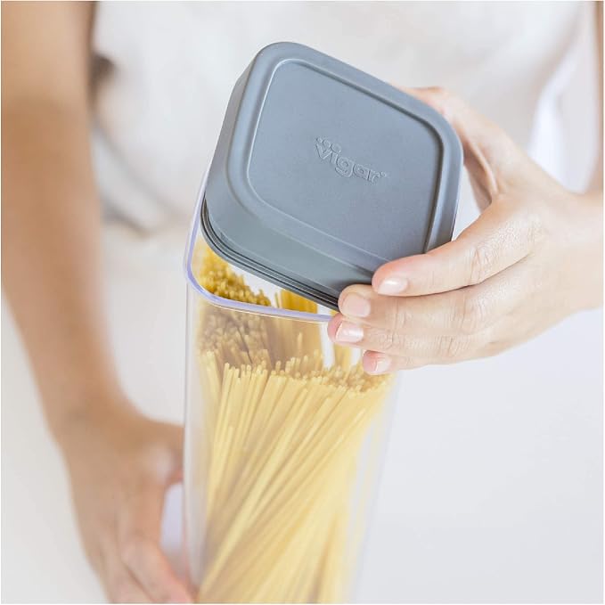 Vigar Container Homey Airtight Organizer with Silicone Grey | Ideal Pantry and Fridge, BPA Free Plastic, Silicone Seal, With Spaghetti Measure, Food Storage Container - Image 4