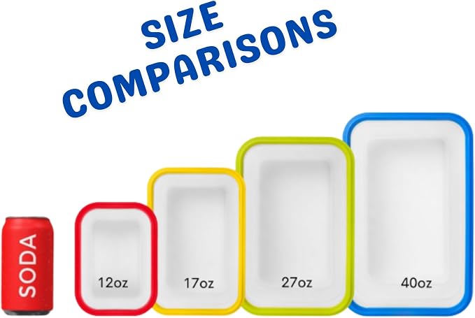 Collapsible Food Storage Containers, 5 Piece, 12-40 oz | Silicone, Airtight Lids, Space-Saving, Reusable Meal Prep, Microwave, Freezer & Dishwasher Safe - Image 8